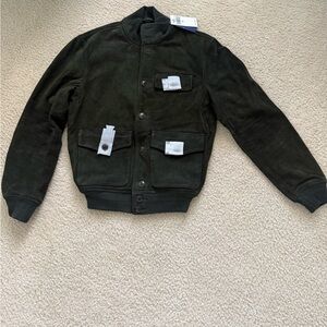 Ralph Lauren Dark Olive Suede Bomber Jacket